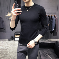 Autumn new knitwear cropped sleeve crew neck sweater male Korean version slim youth handsome casual cardigan male tide