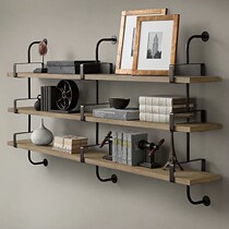  Shelf Creative retro wrought iron wall Bookshelf shelf Partition layered rack Wall rack Wall-mounted laminate wall