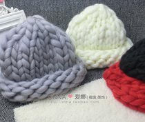 Korean tide hand-knitted woven super thick rod needle wool hat autumn and winter warm curl triangle hat