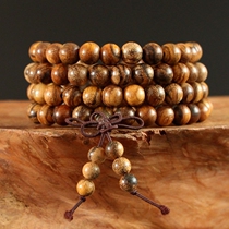 Indonesia Huaqinan agarwood beads bracelet hand string natural fragrance tiger markings crafts home aromatherapy Buddha Hall