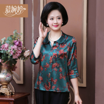 Silk shirt female middle-aged and elderly womens mother dress 2021 New Spring Summer mulberry silk top plus size shirt
