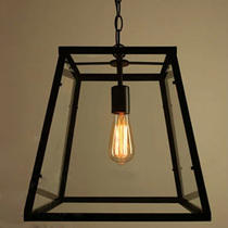 Industrial retro American country Edison Wrought iron paint Glass box Single-head chandelier Nordic light box lighting