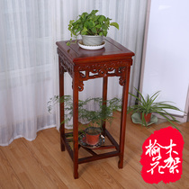 Style New Old Elm solid wood flower stand flower a few rich copper money shape guest flower stand green flower stand