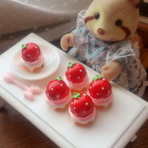 1:12DIY villa house food play scene accessories-strawberry party cake