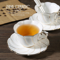 European bone china coffee cup high grade ceramic afternoon tea cup set simple gilt coffee cup saucer