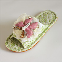 Fabric home slippers ladies high quality non-slip cow tendon cotton floor slippers