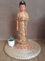 Wood carving Amitabha Buddha incense Camphor Wood Buddha statue custom light color gold carving craft Mu Shan Dao out of 40 cm