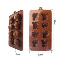 8 even hole lion bear hippo chocolate mold ice tray DIY mold
