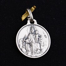 Italy imported Catholic sterling silver sacred card Guardian round card card of the Virgin of Jesus Christ the sacred clothing silver coin men and women Guardian pendant
