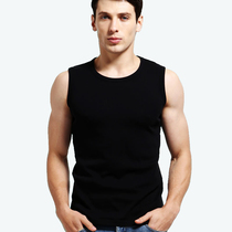 2019 summer mens vest cotton bottomless T-shirt tight fit waistcoat shoulder fitness sports wide shoulder sweatshirt