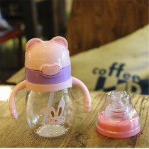 Baby children dual-purpose straw pacifier plastic water cup creative double handle with scale baby Summer Cup