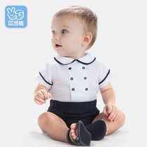 Jingle mallet summer boys baby short sleeve suit Newborn baby British summer clothes tops shorts