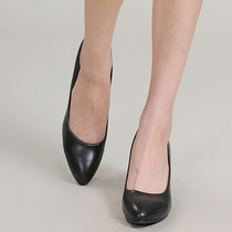  Spring new womens high-speed rail train single shoes pointed thick heel youth small leather shoes railway professional work shoes