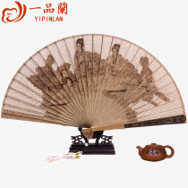 10 inch sandalwood fan fragrant wood fan sandalwood fan Foreign Affairs ancient wind folding fan hollow Chinese style craft gifts for foreigners