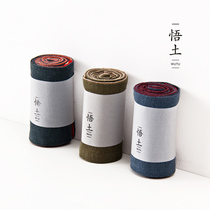 Wu Tu tea set accessories Kung Fu Tea Road linen tea mat Cotton and linen plain color double-sided tea mat table flag A variety of styles