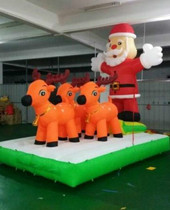 Factory custom inflatable Santa Claus Deer pull car Sleigh car Christmas decoration air mold mascot Snowman air mold