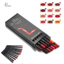Pudaier12 Color Lip Pen Lip Liner Waterproof Non-bleaching Moisturizing Long-lasting matte velvet Lipstick Pen set
