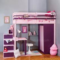 Childrens bed on and off the bed with desk wardrobe solid wood bunk bed with desk multifunctional combination girl modern province
