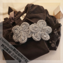 (CreamHouse) Korean gray knitted flower baby girl baby rubber band hair band