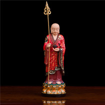 Painted Jiuhuashan Station three-dimensional bald head Kizang Buddha statue home dedicated to Ksitiangzang Bodhisattva resin decoration Town House