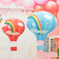  Special offer Hot air balloon lantern Wedding birthday roof decoration shopping mall Kindergarten childrens handmade folding paper lantern