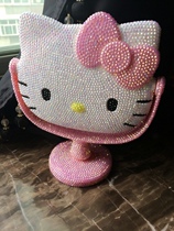 Little flower cat desktop KT mirror small white cat rotating KT makeup mirror KT table mirror handmade diy stick drill