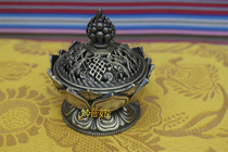 Sanskrit Yinyuan Tibetan incense burner incense alloy Lotus eight auspicious pan incense burner antique bronze small and exquisite
