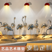 Stainless steel Flamingo ornaments spot promotion hand-forged home accessories garden grassland landscape sculpture