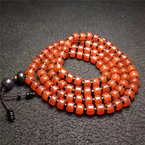 108 Western Zhou Wine red old Agate Buddha beads Rosary beads Hand string ancient jade Old Jade Jade collection old beads