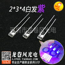 Square 234 Purple Light 2 * 3 * 4 white hair purple light light-emitting diodes to test the led lamp bead