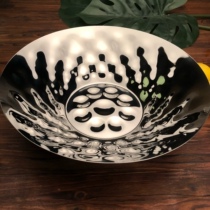 Creativity 304 stainless steel hand hammering rugged dot thickened fruit tray ktv hotel day type sashimi round upper vegetable dish