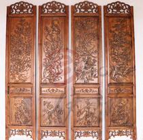 Dongyang woodcarving screen four-piece partition background wall porch flower grid solid wooden door antique doors and windows Special
