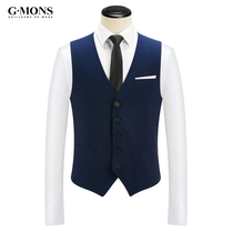 Guillaume men's suit vest business suit vest slim British style vest blue camisole coat