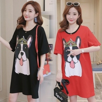 Lactation Dress dress Summer out of fashion Fashion Spicy Mothers T-shirt with long postpartum loose and lean feeding clothing