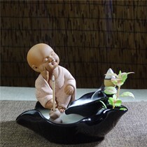 Backflow incense burner road tower incense sandalwood aromatherapy figures ceramic purple sand ornaments large tea monk art