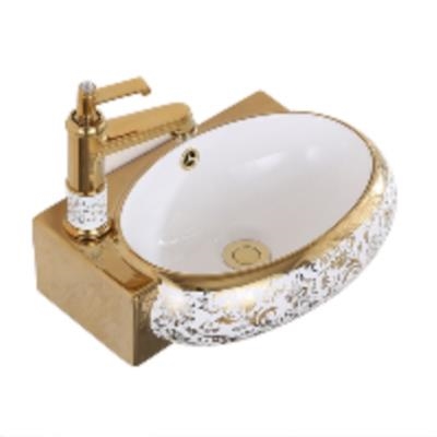 Small apartment European mini ceramic wall washbasin toilet wash basin triangle balcony bathroom cabinet hanging Basin