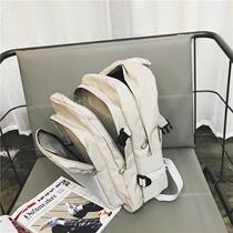 School bag female students Korean version of ins backpack Hong Kong style Japanese backpack college style canvas bf computer bag male couple