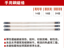 Resistant tool hand with steel saw strip 18 teeth 24 teeth