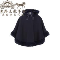Spot monsoon childrens clothing girls navy blue bow hair collar hair collar cloak coat coat cloak coat