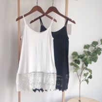 2022 New Black White Modale Cotton Sweater Inner Lining Beating Bottom Sled Lace Lace Lace Embroidery Downswing Pendant Strap Skirt