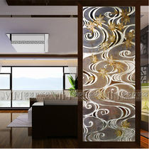 Art glass screen partition TV background wall ceiling Living room entrance carved tempered frosted craft glass