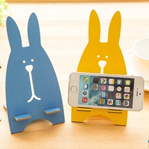 Korean fashion creative mobile phone holder cute rabbit wooden mobile phone wooden base mobile phone holder universal bracket