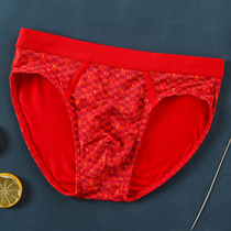 3-piece finning mens underwear this year big red pants head breifs Hongyun pig year shorts