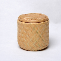 Vietnam imported handmade bamboo skin Cola small round drum bamboo basket bamboo basket basket Puer tea packaging box bamboo basket