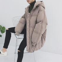 Winter bf wind down cotton coat mens long thick cotton clothes Lin bent cotton jacket Korean ulzzang coat tide