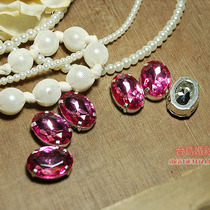 Taiwan Island handmade diy jewelry accessories hand stitched acrylic resin drill Oval 25mm * 18MM#s1 Rose Red