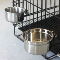  Pet stainless steel water bowl lock hanging bowl Parrot cage hanging food bowl Parrot food box food bowl Cat and dog cage food bowl