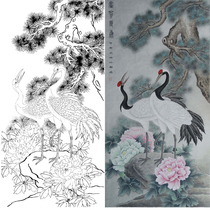 Gongbi painting white sketch manuscript four feet Songhe 66*132 physical white paper print draft with color 065T