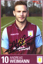 Austrian national foot Weimann Aston Villa 2014-15 season print Signature personal official card