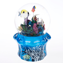 Music box Eight-tone box Crystal Ball Birthday Girls Girls Creative Childrens Creative with Snowflake Rotating Clown Fish Jarll